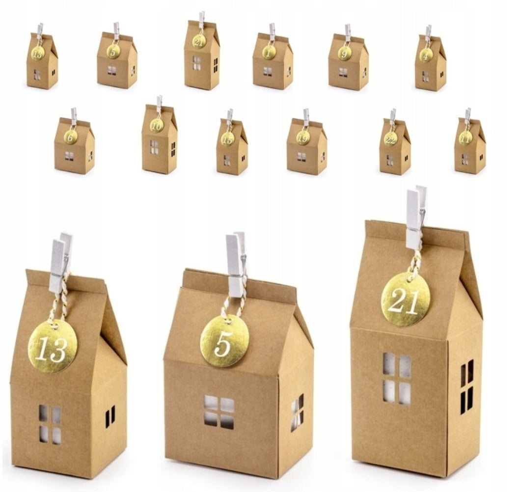 Kalendarz Adwentowy Domki DIY 24 szt. + 10 Balonów GRATIS!