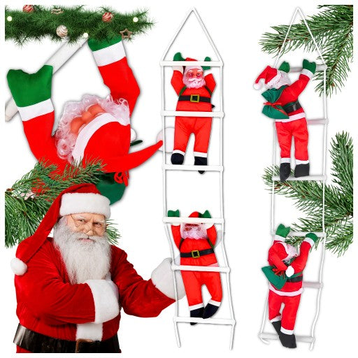 Mikołaje na Drabinie 1,2m! Ruchoma Dekoracja Świąteczna
