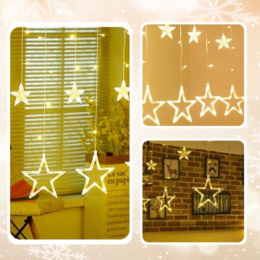 Kurtyna Świetlna LED - Gwiazdki (4m) - Ściana Światła na Okno i Ścianę