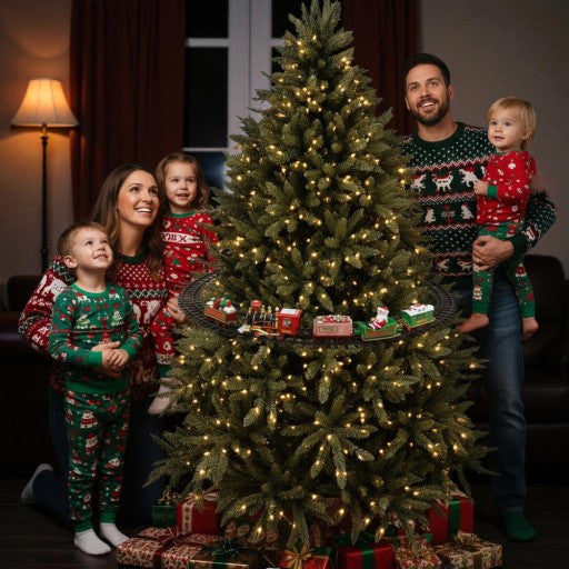 KOLEJKA ŚWIĄTECZNA LED Z DŹWIĘKIEM, POCIĄG NA TORY POD CHOINKĘ