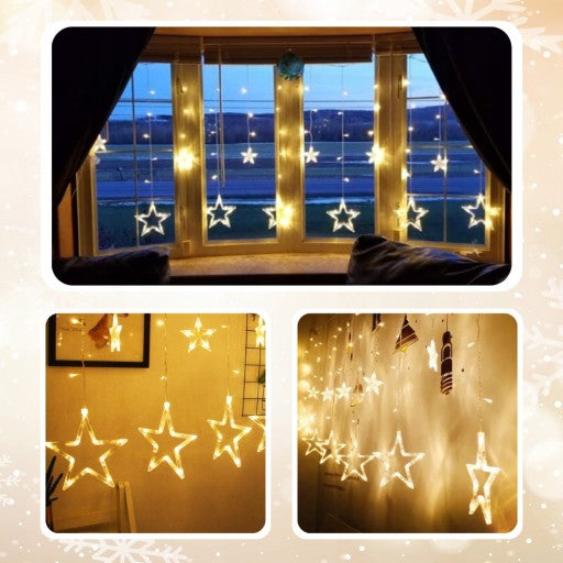 Kurtyna Świetlna LED - Gwiazdki (4m) - Ściana Światła na Okno i Ścianę