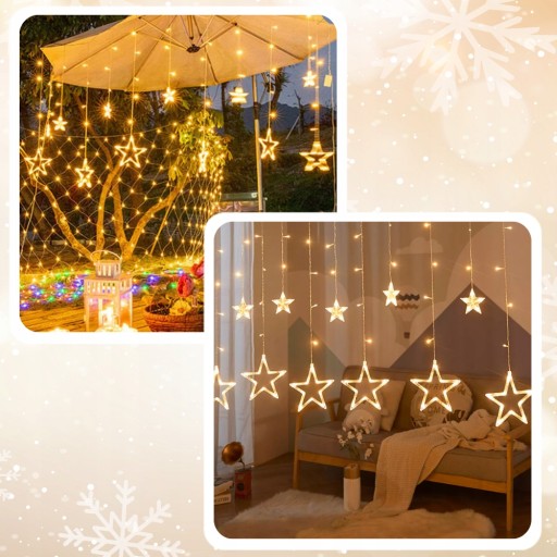 Kurtyna Świetlna LED - Gwiazdki (4m) - Ściana Światła na Okno i Ścianę