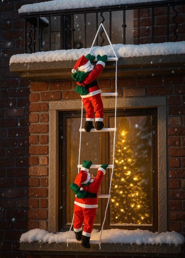 Mikołaje na Drabinie 1,2m! Ruchoma Dekoracja Świąteczna