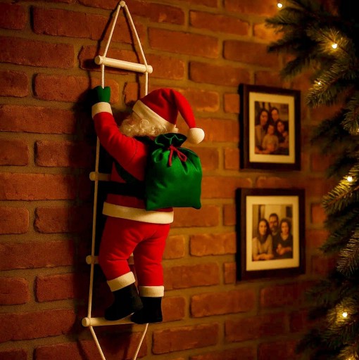 Mikołaje na Drabinie 1,2m! Ruchoma Dekoracja Świąteczna